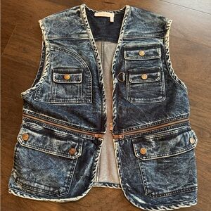 See by Chloe Zip Faded Indigo Denim Vest Size 38